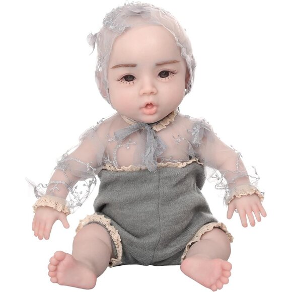 🆕18.5Inch Full Silicone Body Soft Newborn Girl-With Skeleton-No Hair Baby - Picture 1 of 7